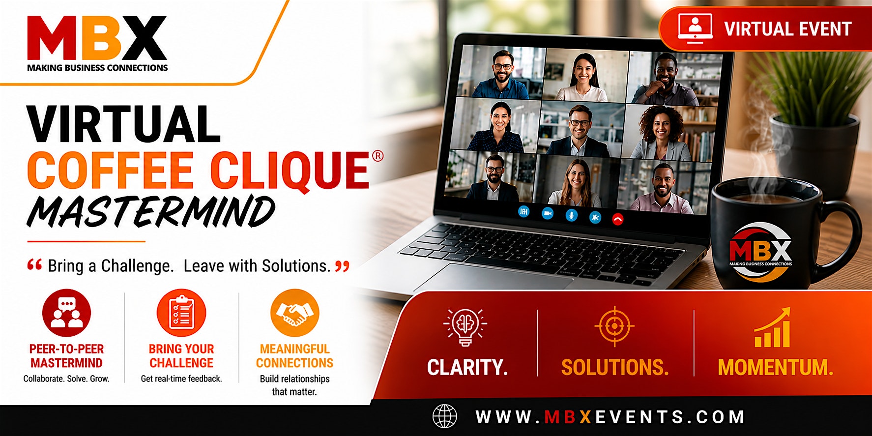 24152ac04f651ce773021fbdf5ed4fb3-WLgiJz.tmp_ MBX Virtual Event banner featuring a laptop video call, MBX mug, and the headline 'Virtual Coffee Clique Mastermind'.