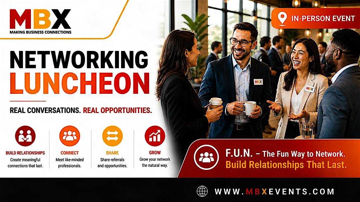 3ef4e694c452e4e4f256982da75951c4-JQ2XgU.tmp_ Promotional banner for MBX Networking Luncheon with professionals chatting over coffee at an in-person event.