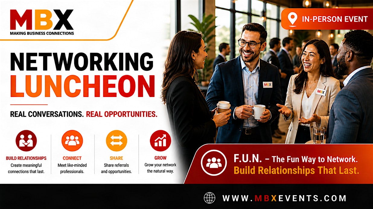 895078254f83ef8964163004ee284919-bFfS4z.tmp_ Banner for MBX Networking Luncheon showing professionals chatting with coffee cups at a corporate event highlight